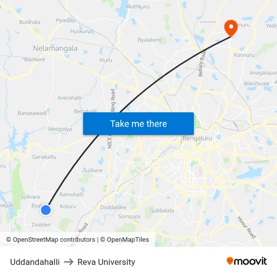 Uddandahalli to Reva University map
