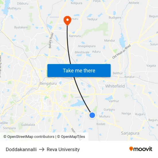 Doddakannalli to Reva University map