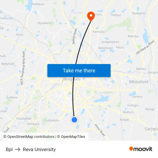 Bpl to Reva University map