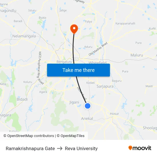 Ramakrishnapura Gate to Reva University map