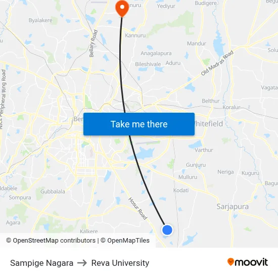 Sampige Nagara to Reva University map