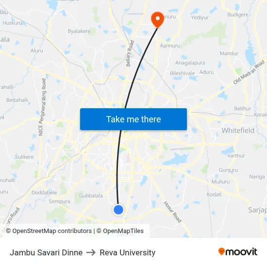 Jambu Savari Dinne to Reva University map