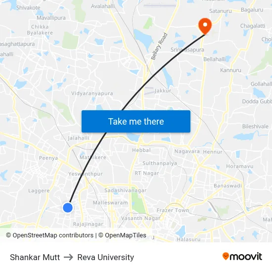 Shankar Mutt to Reva University map
