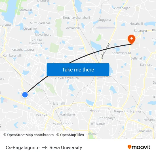 Cs-Bagalagunte to Reva University map