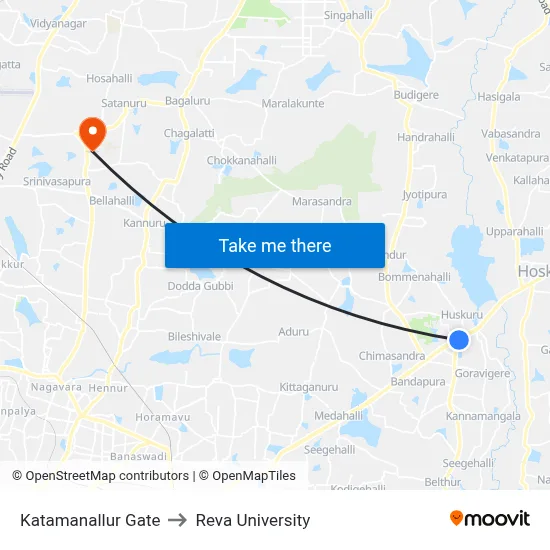 Katamanallur Gate to Reva University map