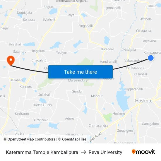 Kateramma Temple Kambalipura to Reva University map