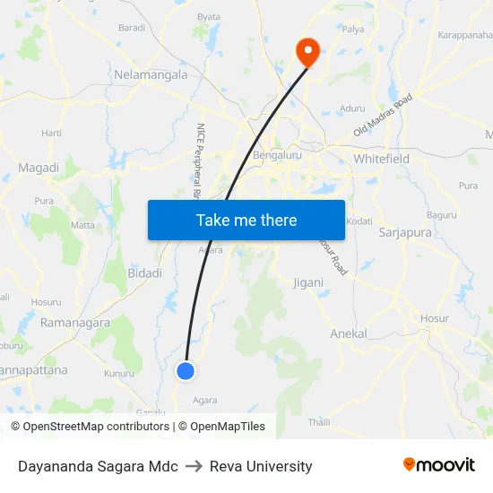 Dayananda Sagara Mdc to Reva University map