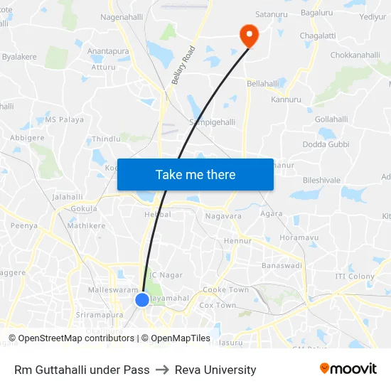 Rm Guttahalli under Pass to Reva University map