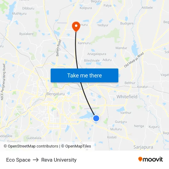 Eco Space to Reva University map