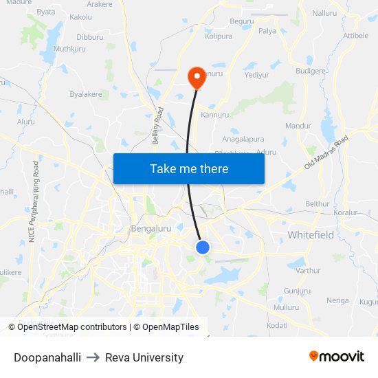Doopanahalli to Reva University map