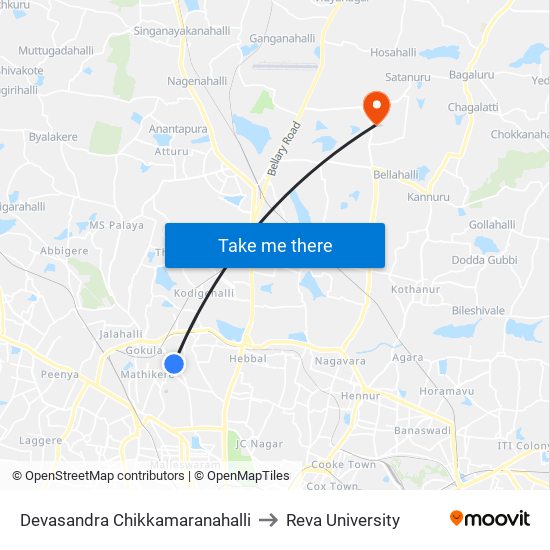 Devasandra Chikkamaranahalli to Reva University map