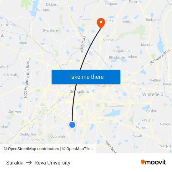 Sarakki to Reva University map