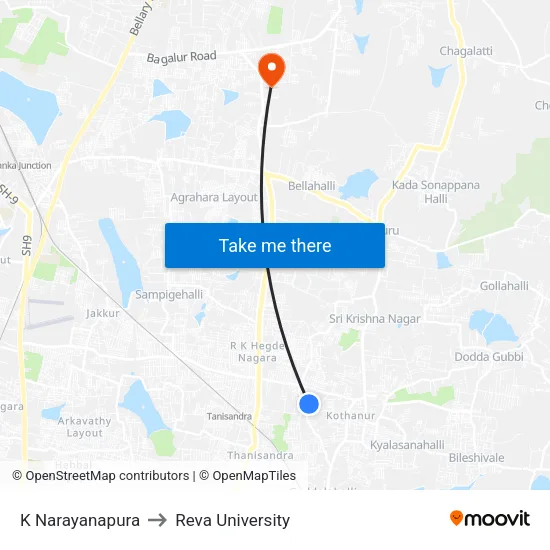 K Narayanapura to Reva University map