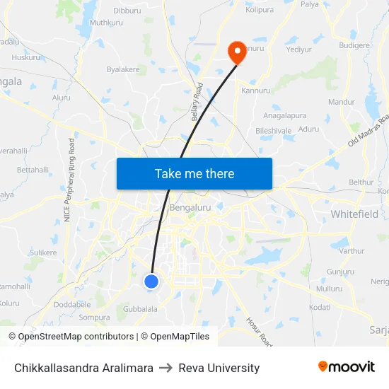 Chikkallasandra Aralimara to Reva University map