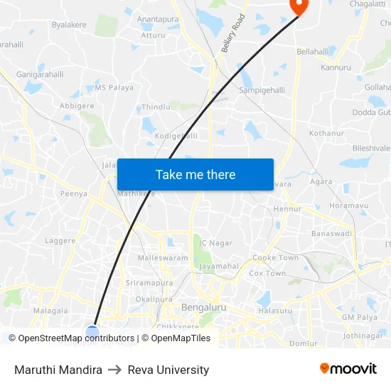 Maruthi Mandira to Reva University map
