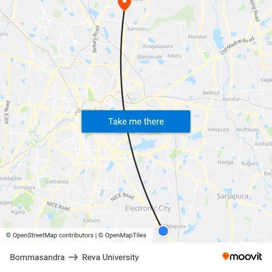 Bommasandra to Reva University map