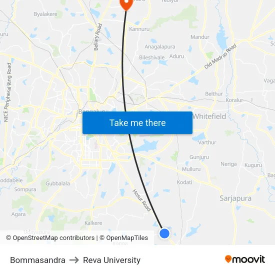 Bommasandra to Reva University map