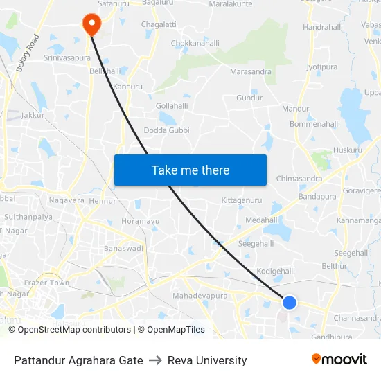 Pattandur Agrahara Gate to Reva University map