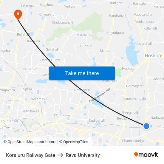 Koraluru Railway Gate to Reva University map