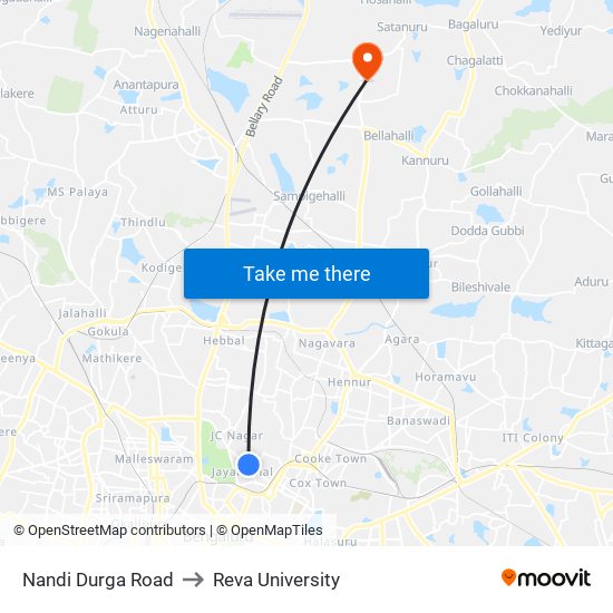 Nandi Durga Road to Reva University map