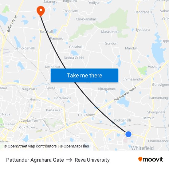 Pattandur Agrahara Gate to Reva University map