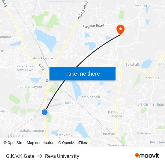 G.K.V.K.Gate to Reva University map