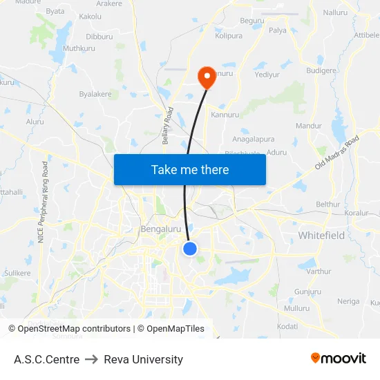 A.S.C.Centre to Reva University map