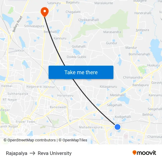 Rajapalya to Reva University map
