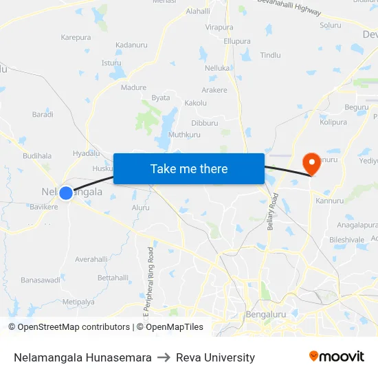 Nelamangala Hunasemara to Reva University map