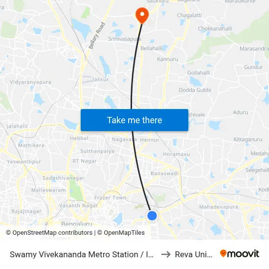 Swamy Vivekananda Metro Station / Isolation Hospital to Reva University map