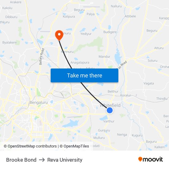 Brooke Bond to Reva University map