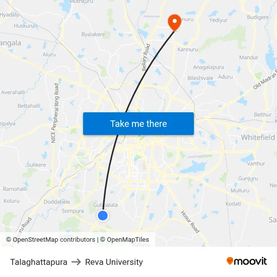 Talaghattapura to Reva University map