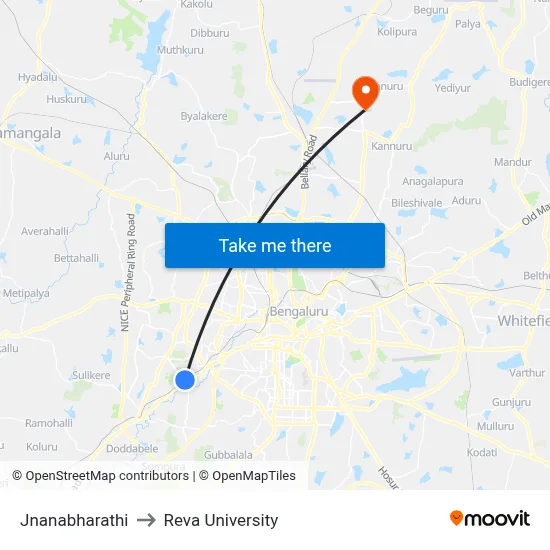 Jnanabharathi to Reva University map