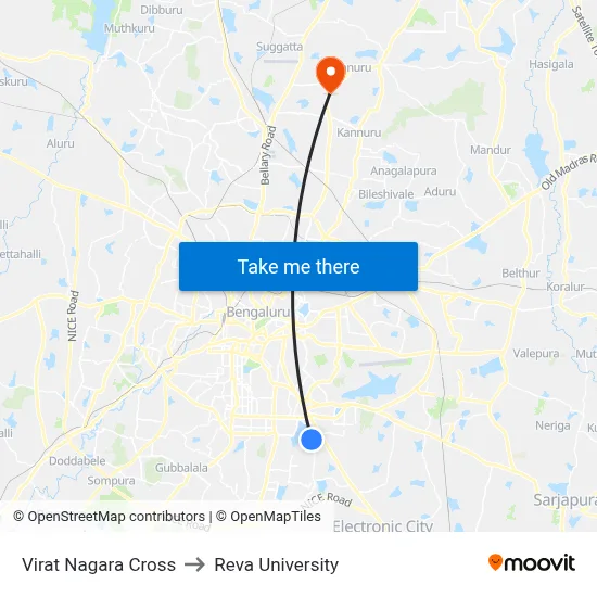 Virat Nagara Cross to Reva University map