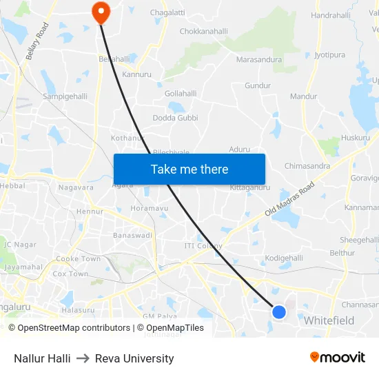 Nallur Halli to Reva University map