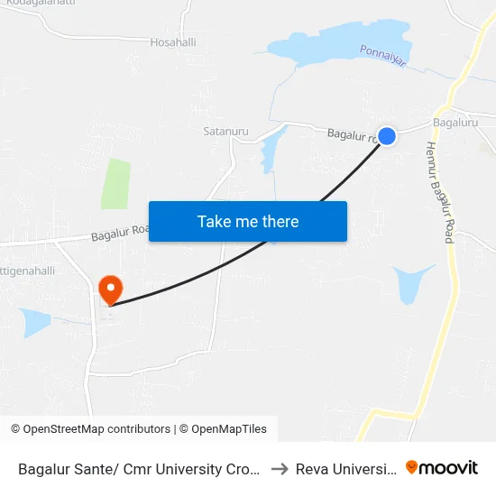 Bagalur Sante/ Cmr University Cross to Reva University map