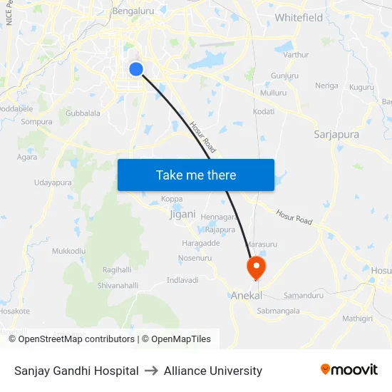 Sanjay Gandhi Hospital to Alliance University map