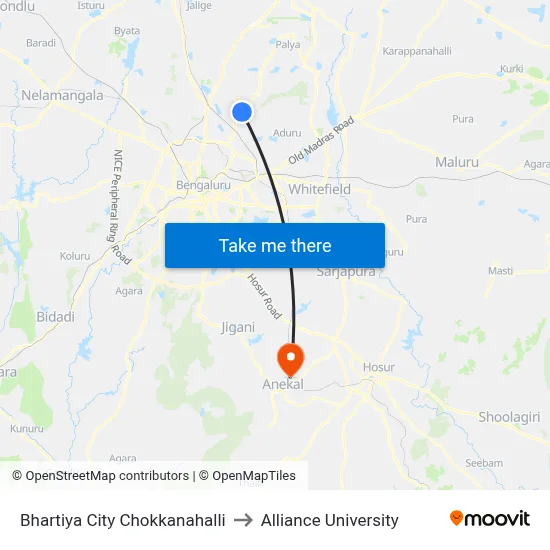 Bhartiya City Chokkanahalli to Alliance University map