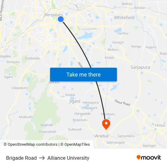 Brigade Road to Alliance University map
