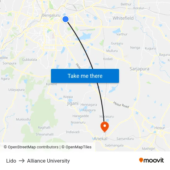 Lido to Alliance University map