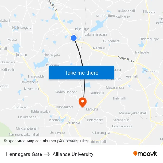 Hennagara Gate to Alliance University map
