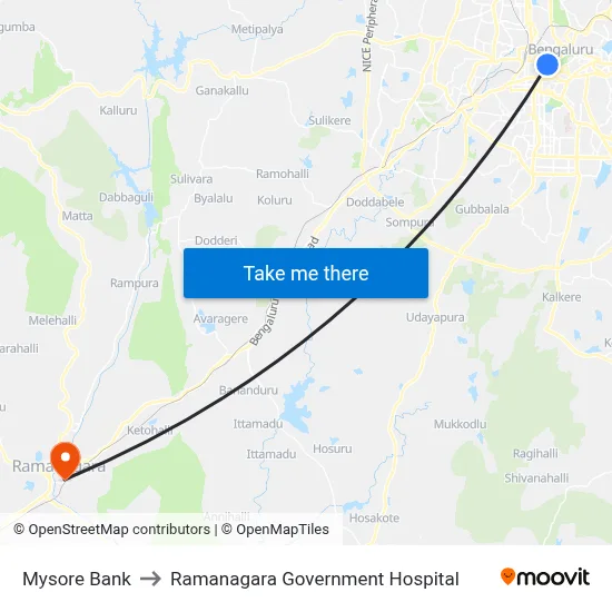 मैसूर बैंक to रामनगर सरकारी अस्पताल map
