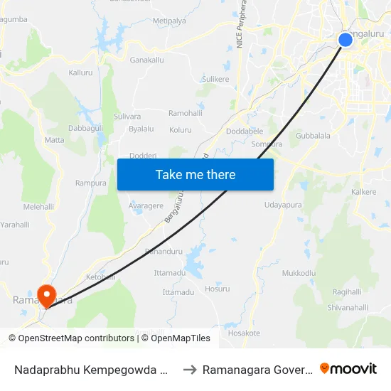 Nadaprabhu Kempegowda Metro Station, Majestic to Ramanagara Government Hospital map