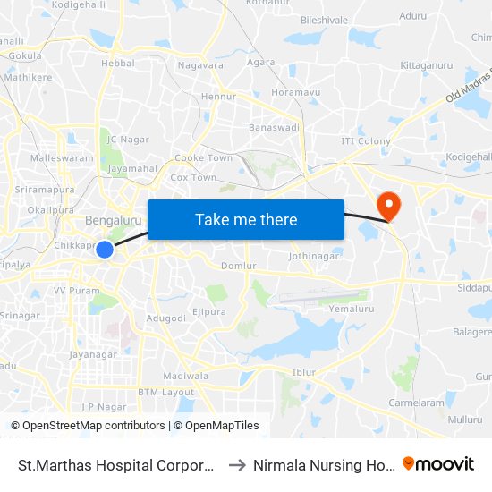 St.Marthas Hospital Corporation to Nirmala Nursing Home map