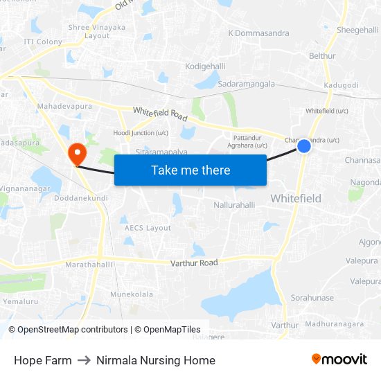 Hope Farm to Nirmala Nursing Home map