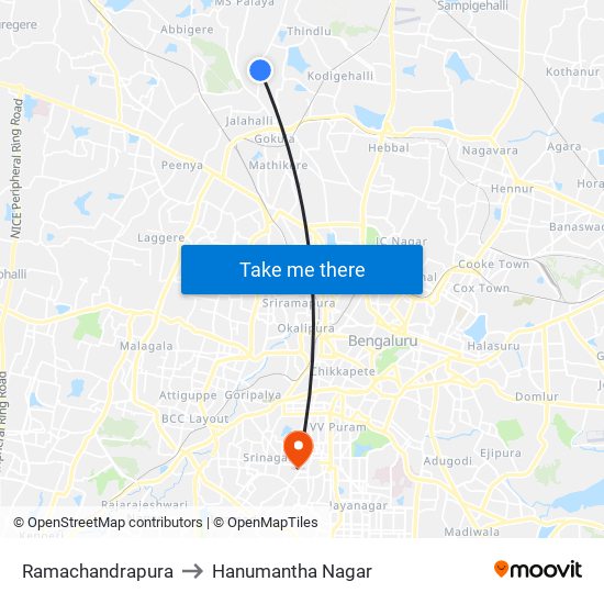 Ramachandrapura to Hanumantha Nagar map