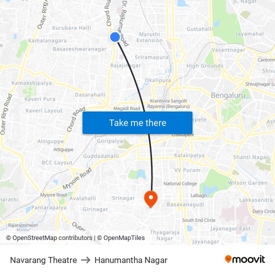 Navarang Theatre to Hanumantha Nagar map