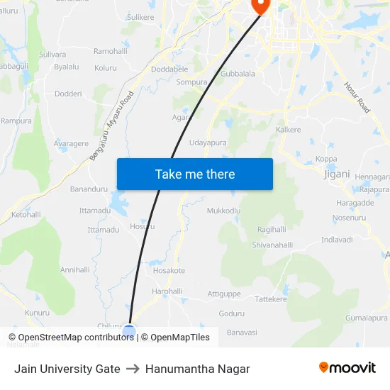 Jain University Gate to Hanumantha Nagar map