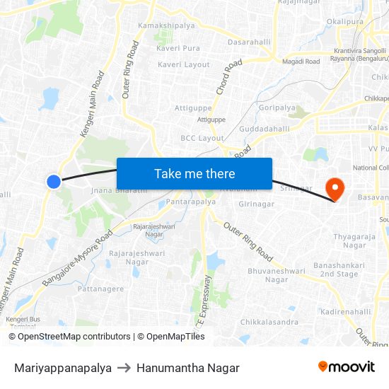 Mariyappanapalya to Hanumantha Nagar map