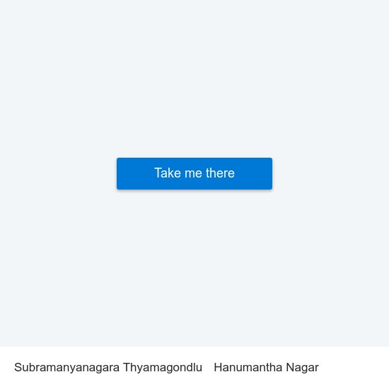 Subramanyanagara Thyamagondlu to Hanumantha Nagar map